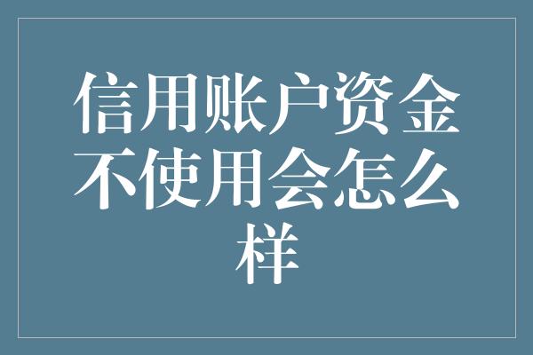 信用账户资金不使用会怎么样