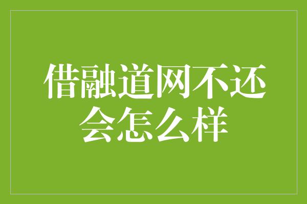 借融道网不还会怎么样