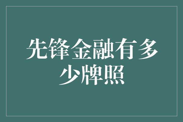 先锋金融有多少牌照