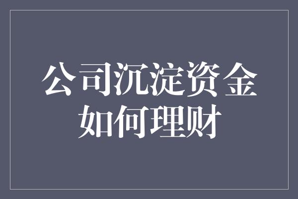 公司沉淀资金如何理财