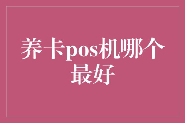 养卡pos机哪个最好