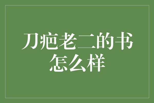 刀疤老二的书怎么样