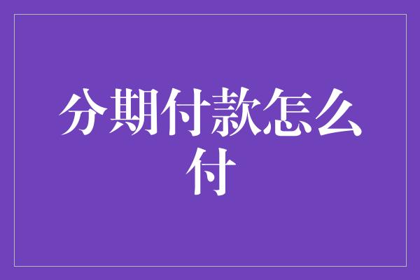 分期付款怎么付