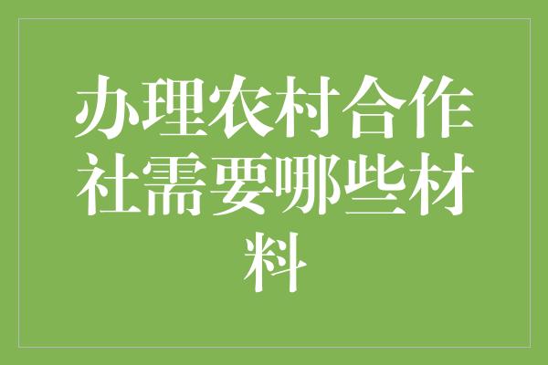 办理农村合作社需要哪些材料