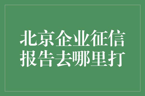 北京企业征信报告去哪里打