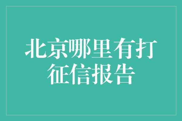 北京哪里有打征信报告