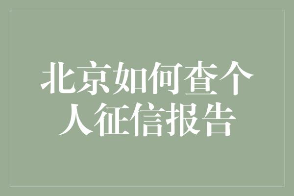 北京如何查个人征信报告