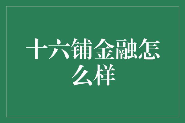 十六铺金融怎么样