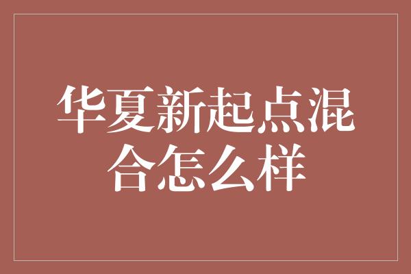 华夏新起点混合怎么样