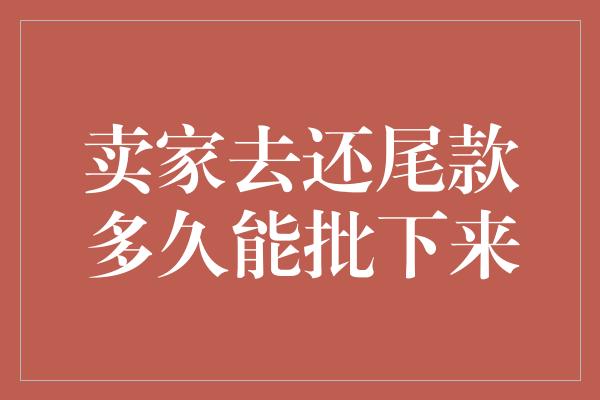 卖家去还尾款多久能批下来