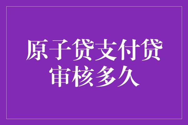 原子贷支付贷审核多久