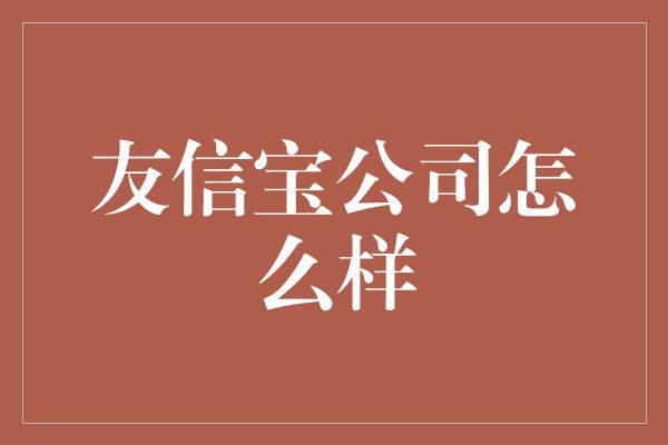 友信宝公司怎么样