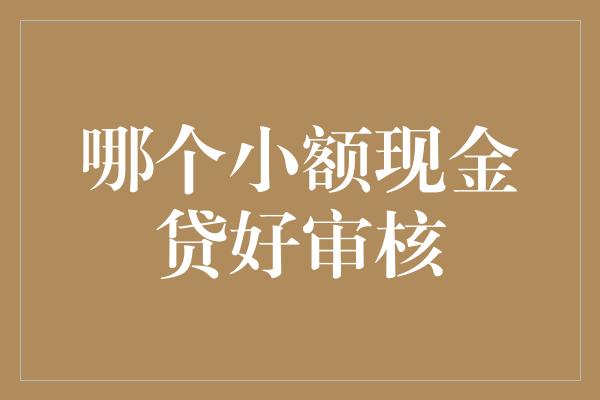 哪个小额现金贷好审核