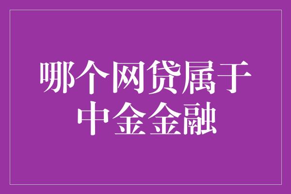 哪个网贷属于中金金融