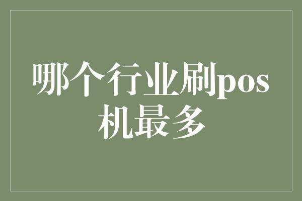 哪个行业刷pos机最多