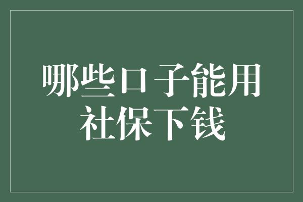 哪些口子能用社保下钱