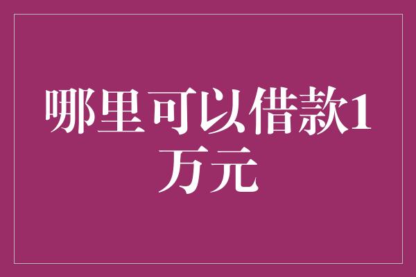 哪里可以借款1万元