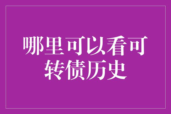 哪里可以看可转债历史