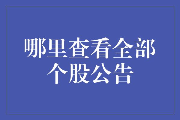 哪里查看全部个股公告