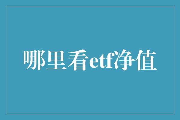 哪里看etf净值