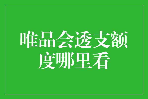 唯品会透支额度哪里看