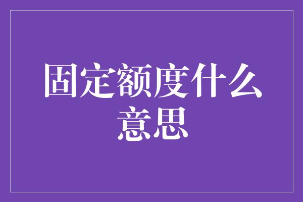 固定额度什么意思