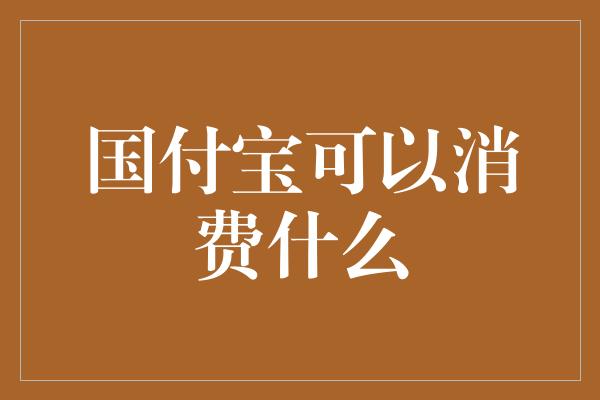 国付宝可以消费什么