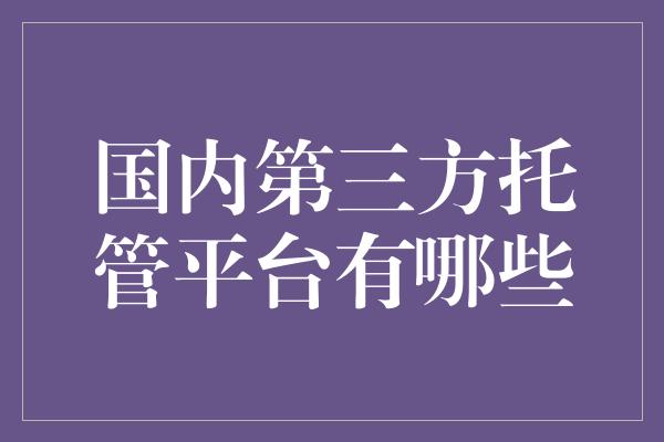 国内第三方托管平台有哪些