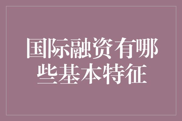 国际融资有哪些基本特征