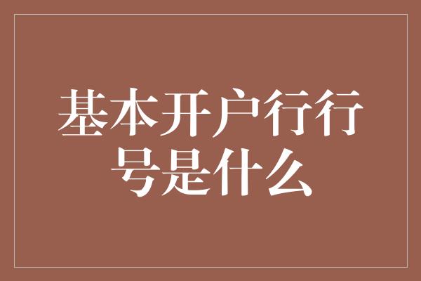 基本开户行行号是什么