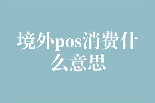 境外pos消费什么意思