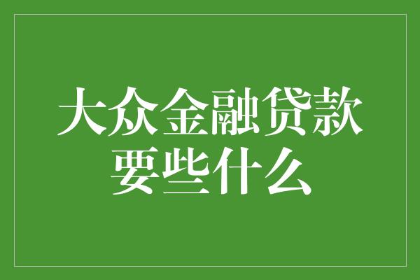 大众金融贷款要些什么