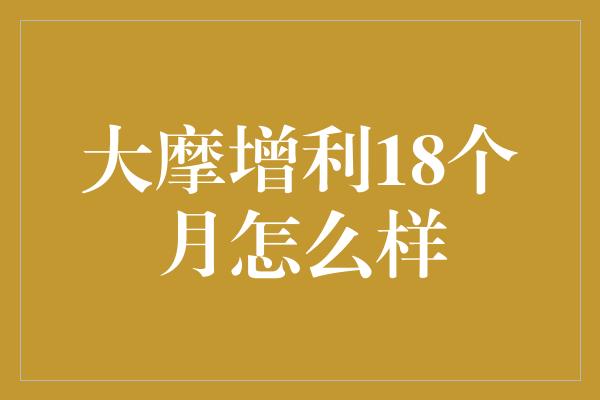 大摩增利18个月怎么样