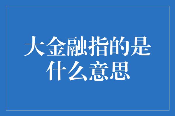 大金融指的是什么意思