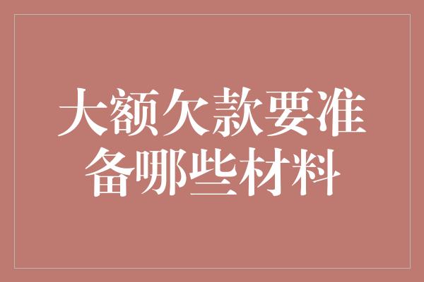 大额欠款要准备哪些材料