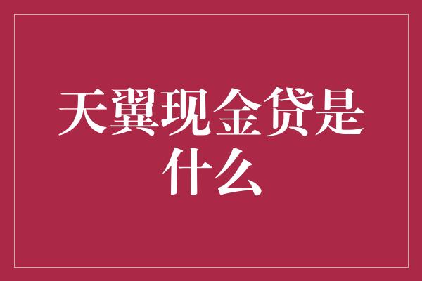 天翼现金贷是什么