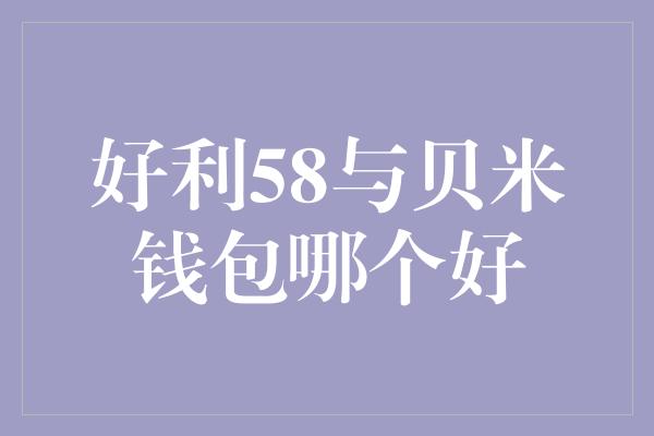 好利58与贝米钱包哪个好