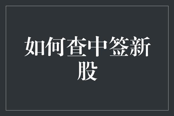 如何查中签新股