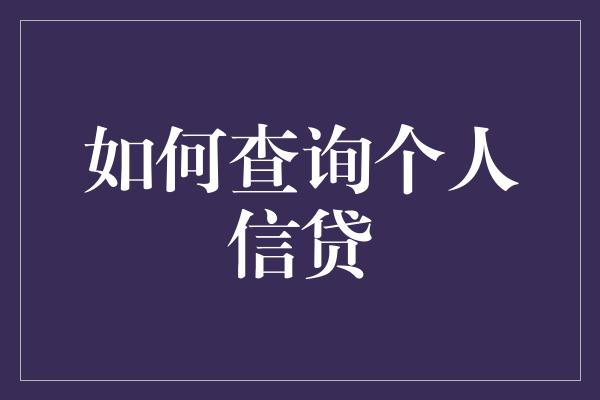 如何查询个人信贷