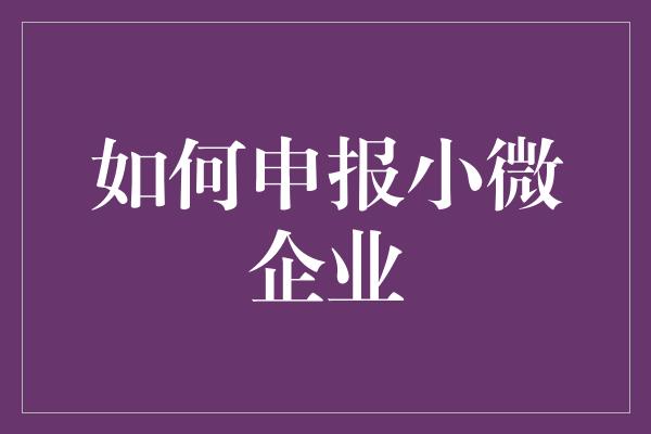 如何申报小微企业