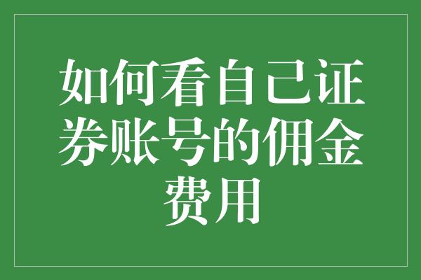 如何看自己证券账号的佣金费用