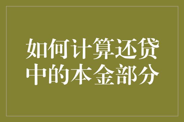 如何计算还贷中的本金部分