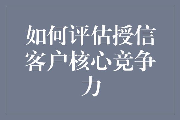 如何评估授信客户核心竞争力