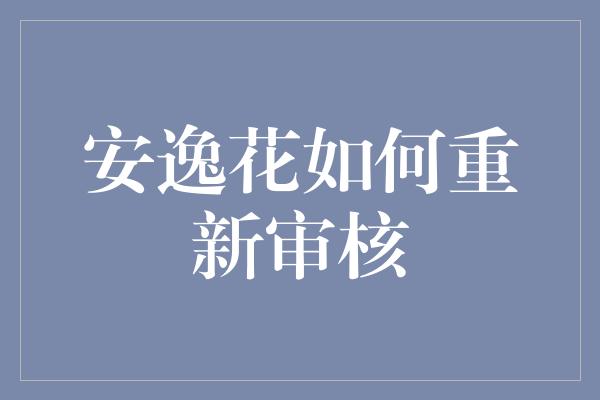 安逸花如何重新审核