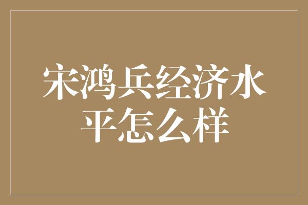 宋鸿兵经济水平怎么样