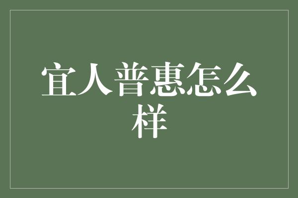 宜人普惠怎么样