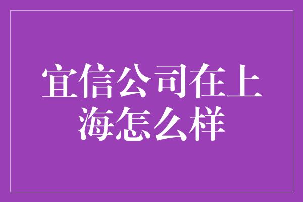 宜信公司在上海怎么样