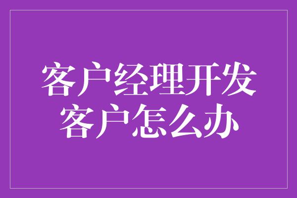 客户经理开发客户怎么办