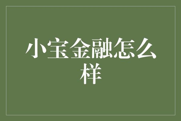 小宝金融怎么样