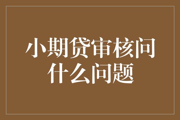 小期贷审核问什么问题